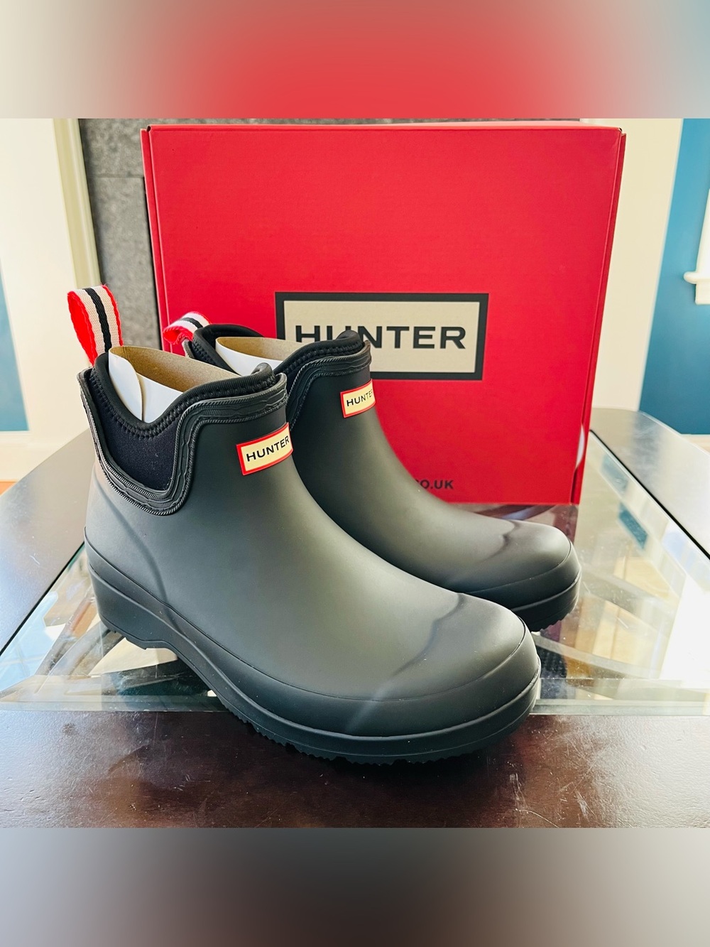 Sz 7 Hunter PLAY Chelsea Neoprene Boots WFS3020RMA Black